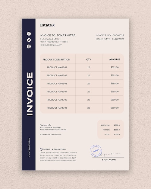 Real estate invoice business design