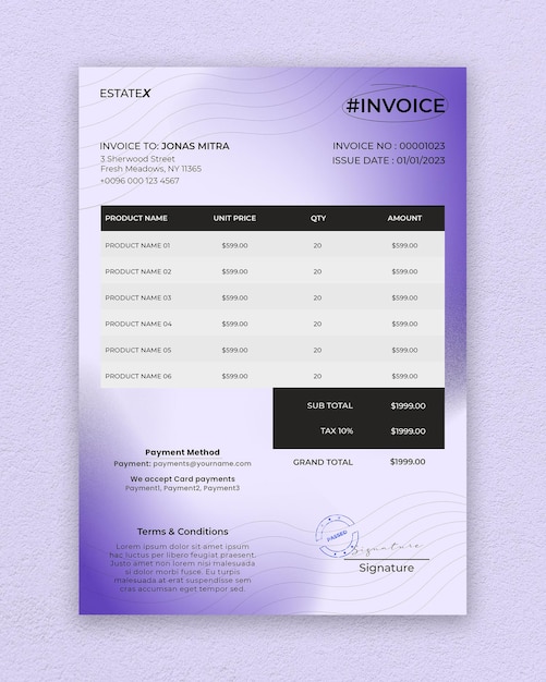 Real estate invoice business design