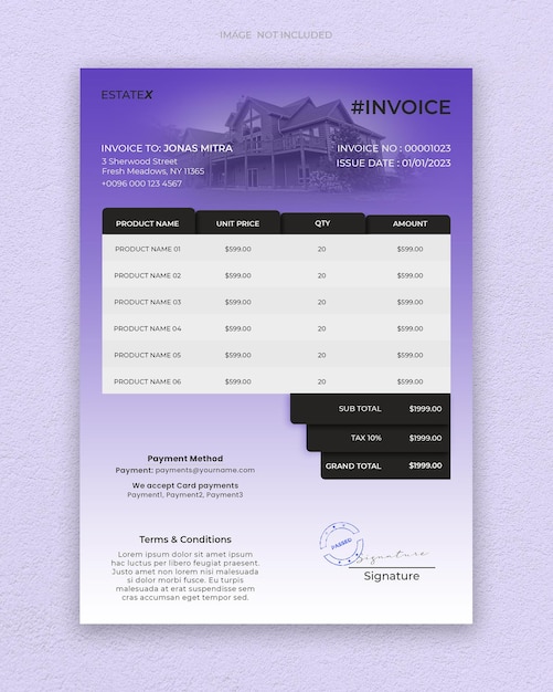 Real estate invoice business design