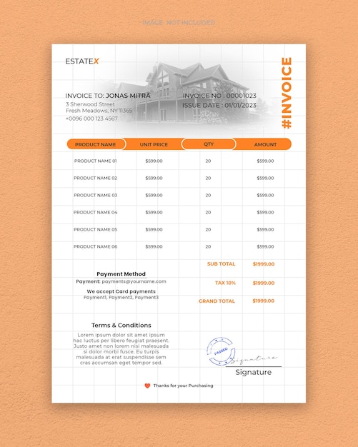 Real estate invoice business design