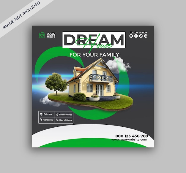 Real estate luxury house property social media Instagram banner template