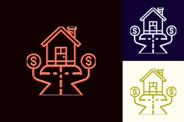 PSD real estate market icon with a house or building outline and abstract minimalist icon designs