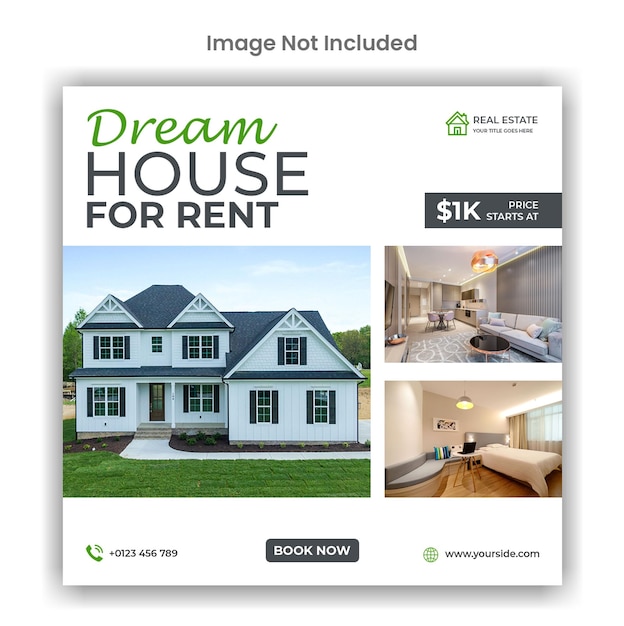 Real estate modern apartment rent social media or instagram post design