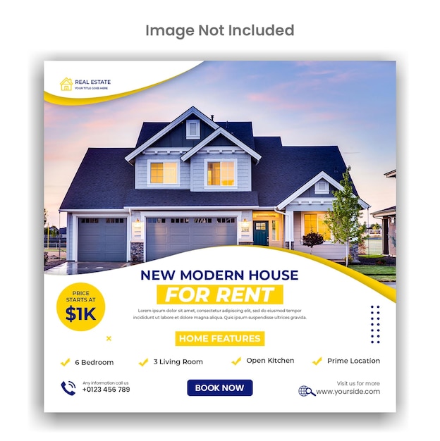 Real estate modern home rent social media or instagram post design