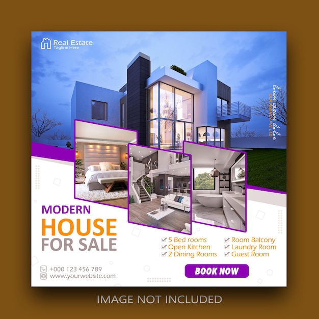 Real estate modern house property advertising social media post template