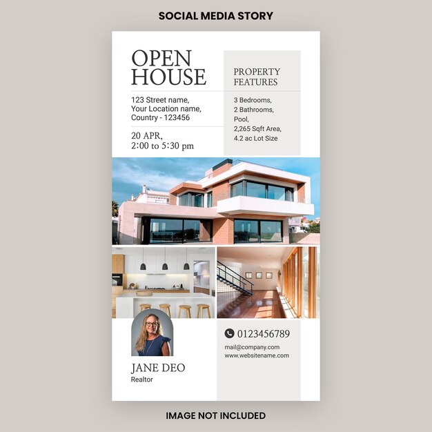 PSD real estate open house social media story template design