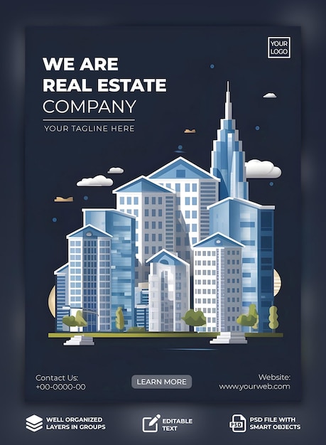 PSD real estate post banner design for social media