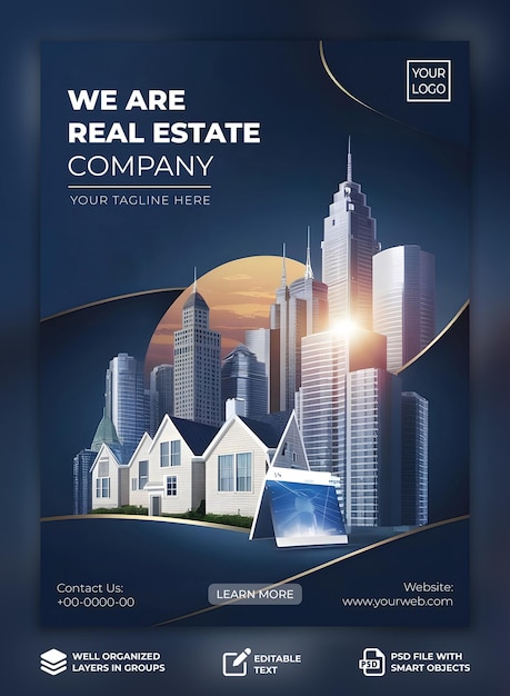 PSD real estate post banner design for social media