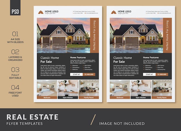 Real Estate Property Home Feature Flyer Design Templates