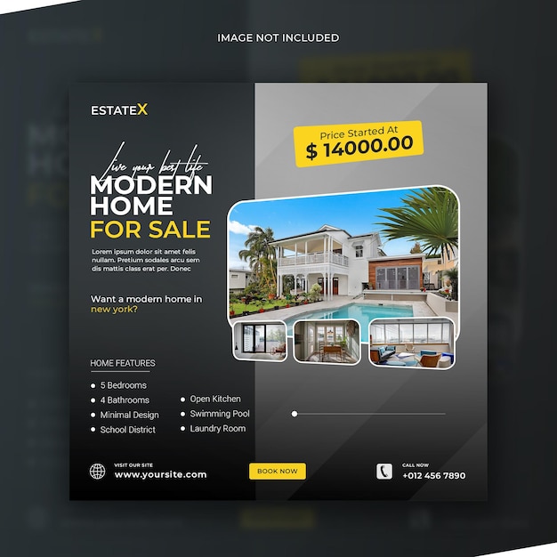 Real estate property house sale instagram or social media post template