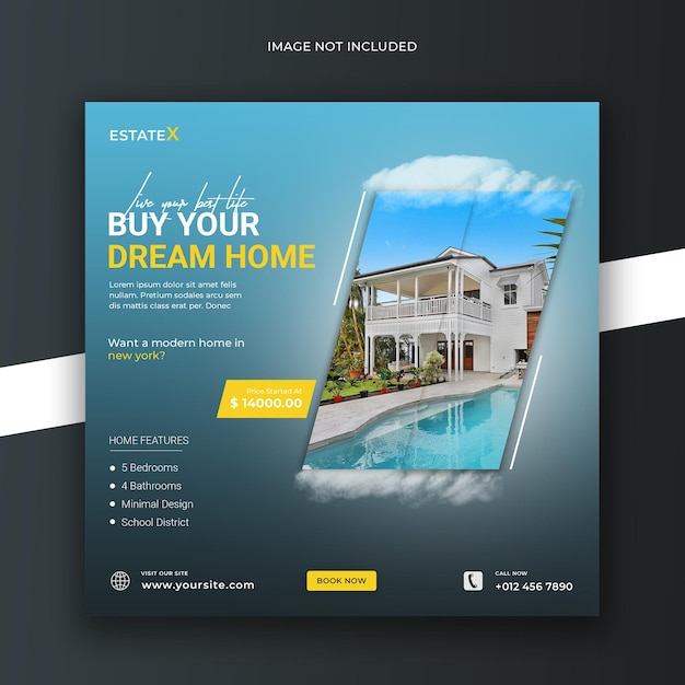 Real estate property house sale instagram or social media post template