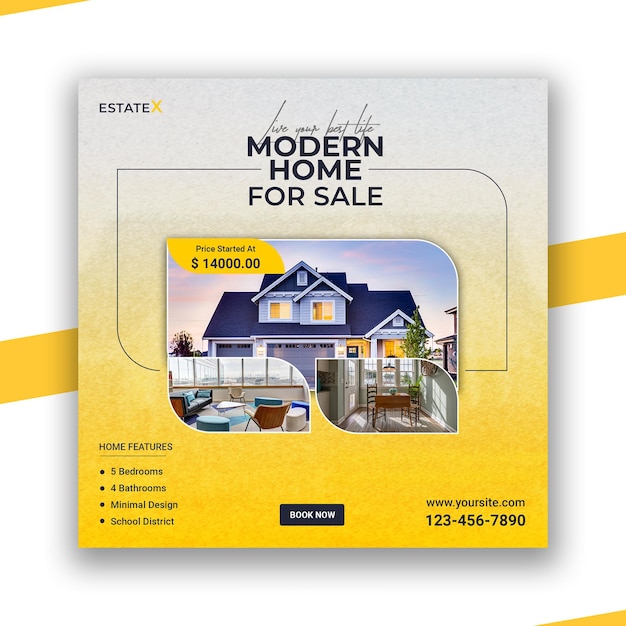 Real estate property house sale instagram or social media post template