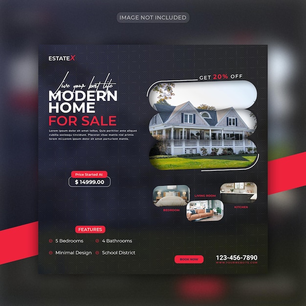 Real estate property house sale instagram or social media post template