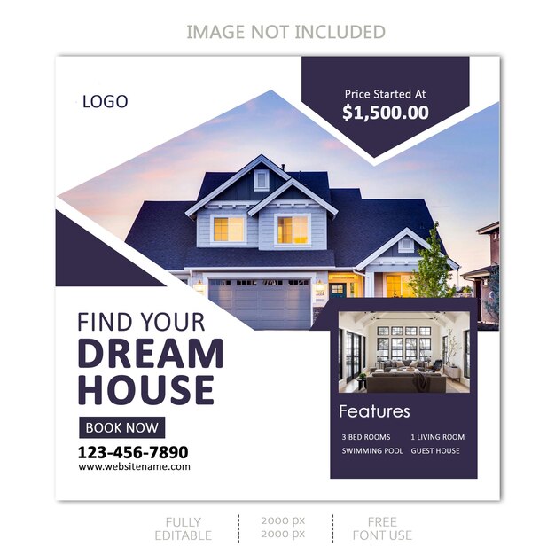 PSD real estate property social media or instagram post template