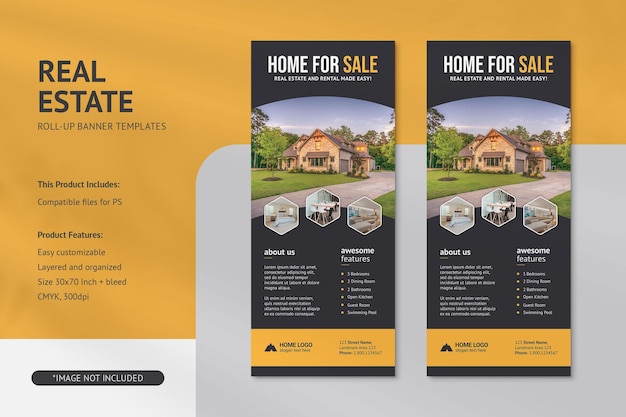 PSD real estate roll-up banner templates