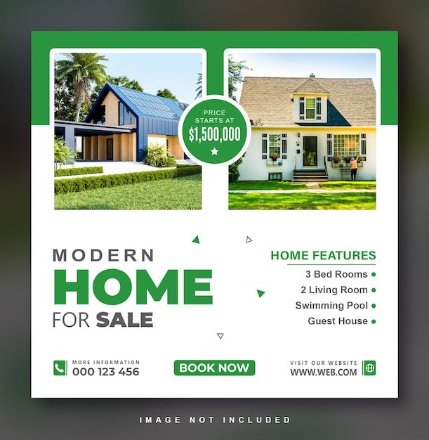 Real estate sale social media banner or square flyer design