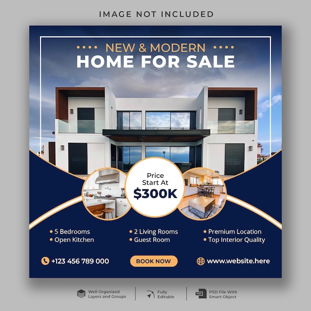 Real estate sale square banner for social media post