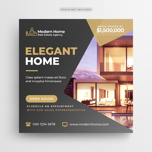 Real estate social media banner or square flyer template