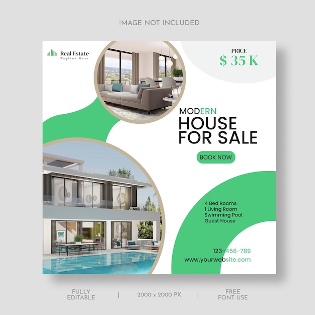 Real estate social media instagram post and banner template