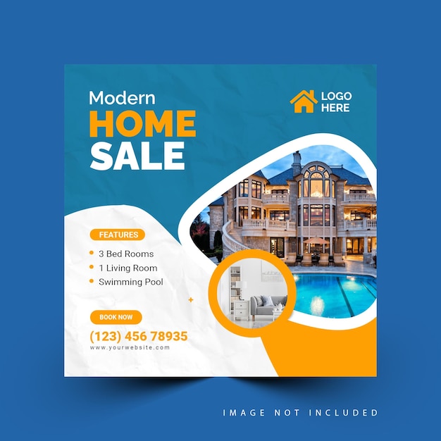 Real estate social media instagram post or web banner advertising template