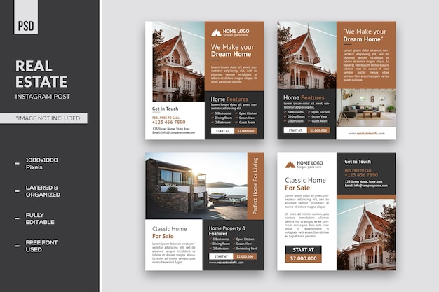 Real Estate Social Media Instagram PSD Templates