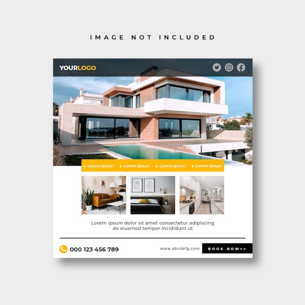 Real estate social media post or square web banner advertising template