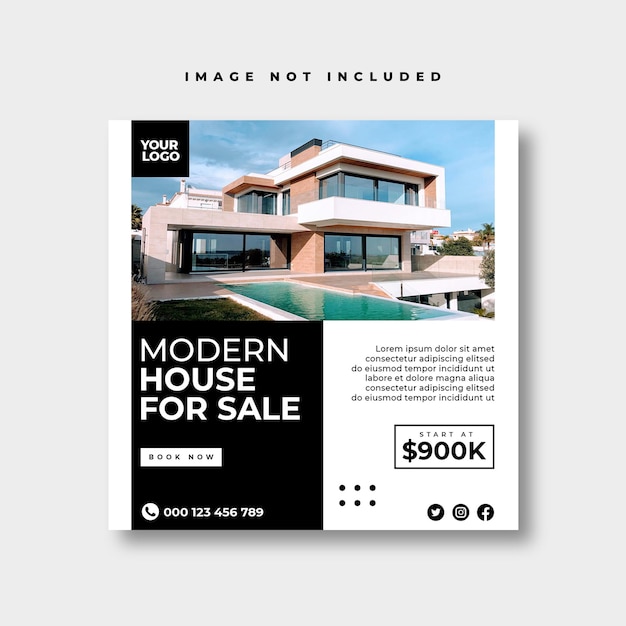 Real estate social media post or square web banner advertising template