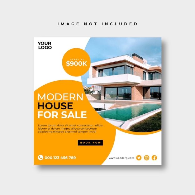 Real estate social media post or square web banner advertising template