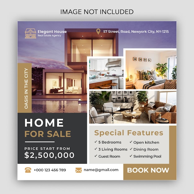 Real estate social media post template Design Premium Psd