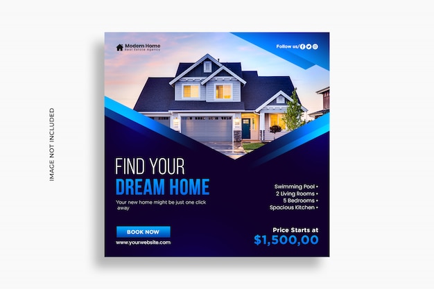 Real estate social media post and web banner template premium psd