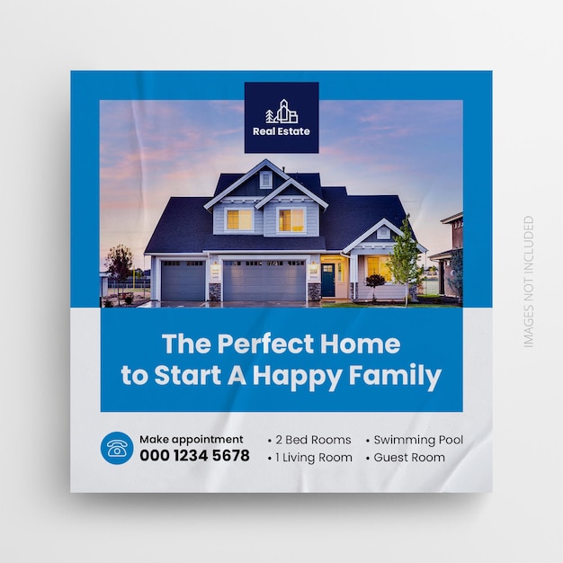 Real estate social media post and web banner template