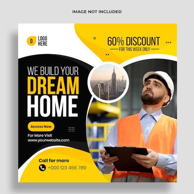 Real estate social media post and web banner template