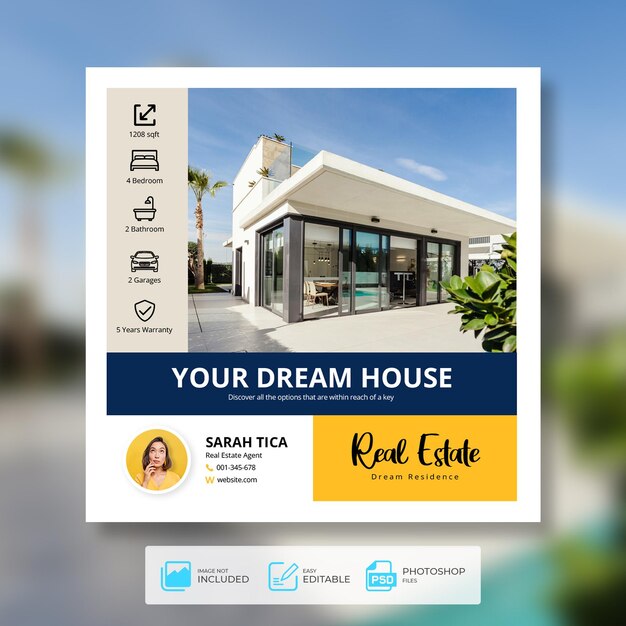 Real estate social media post web banner template