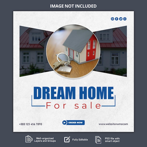 PSD real estate social media promotion and banner post design template