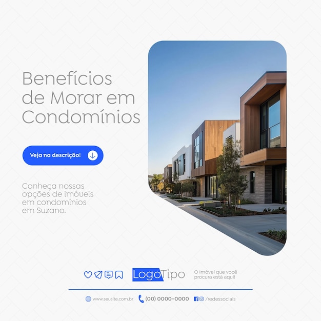 PSD real estate social media template design in portuguese brazil