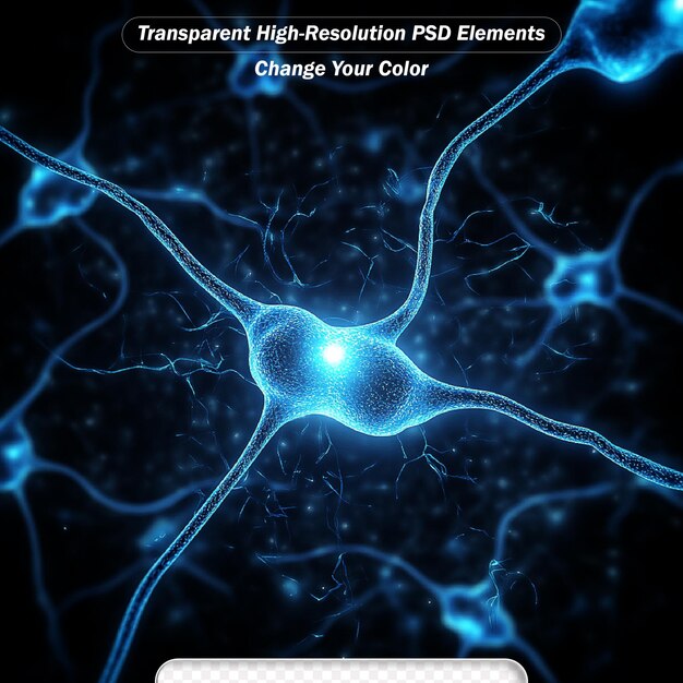 Real Neuron synapse network with red electric impulse activity