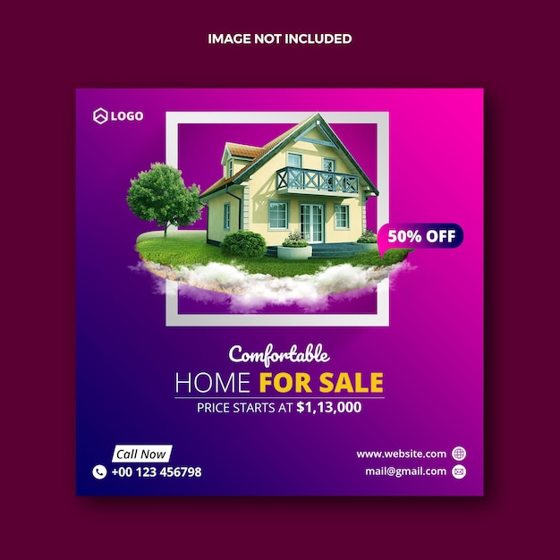 RealEstate House Sale Social Media Post And Web Banner