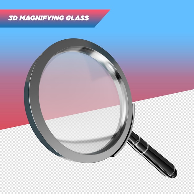 Realistic 3d black magnifying glass for compositions