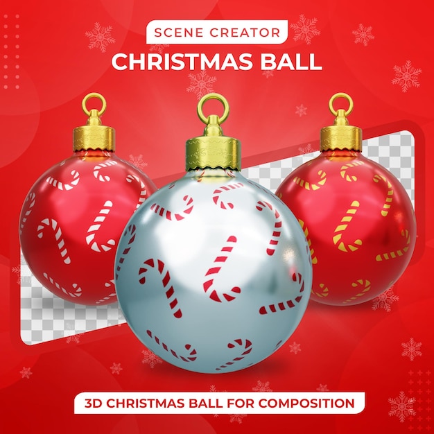 Realistic 3d Colorful Christmas Glossy Ball Decoration Ornaments 3D render