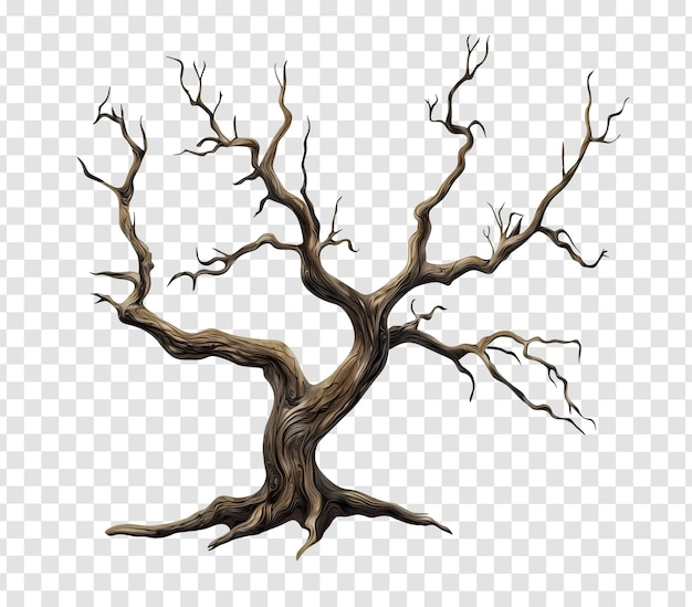 Realistic 3D Dead Tree with Bare Branches and Twisted Trunk