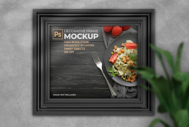 Realistic 3D decorative frame Mockup on the wall