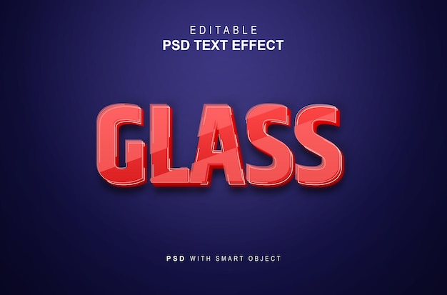 Realistic 3d glass style text effect template