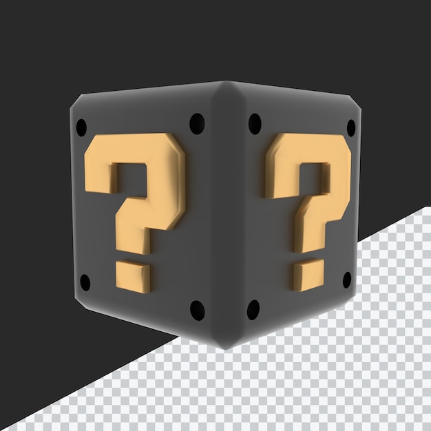 Realistic 3D Gold and Black FAQ CUBE