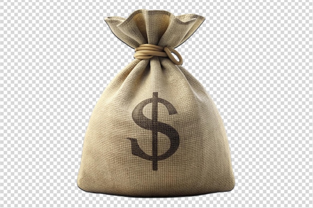 Realistic 3d render of money bag png