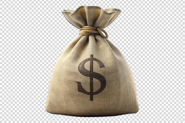 PSD realistic 3d render of money bag png