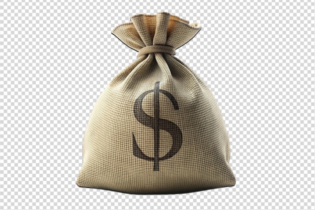 Realistic 3d render of money bag png