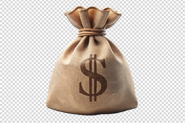 Realistic 3d render of money bag png