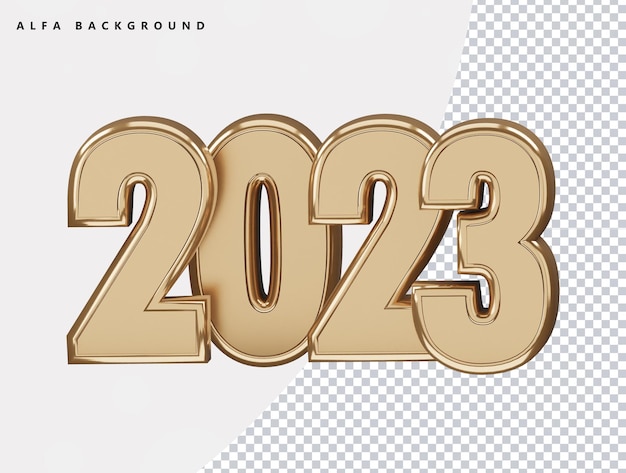 Realistic 3d rendering 2023 new year text effect