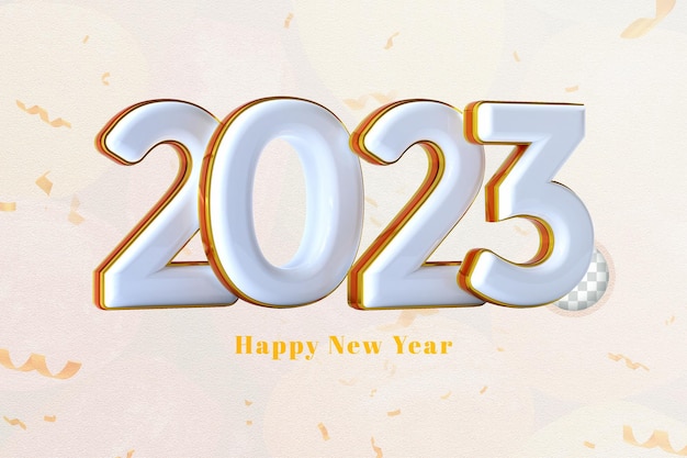 Realistic 3D rendering 2023 text for New Year celebration Happy New Year Concept