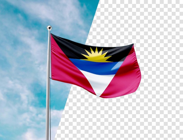 PSD realistic 3d renders antigua and barbuda flag transparent